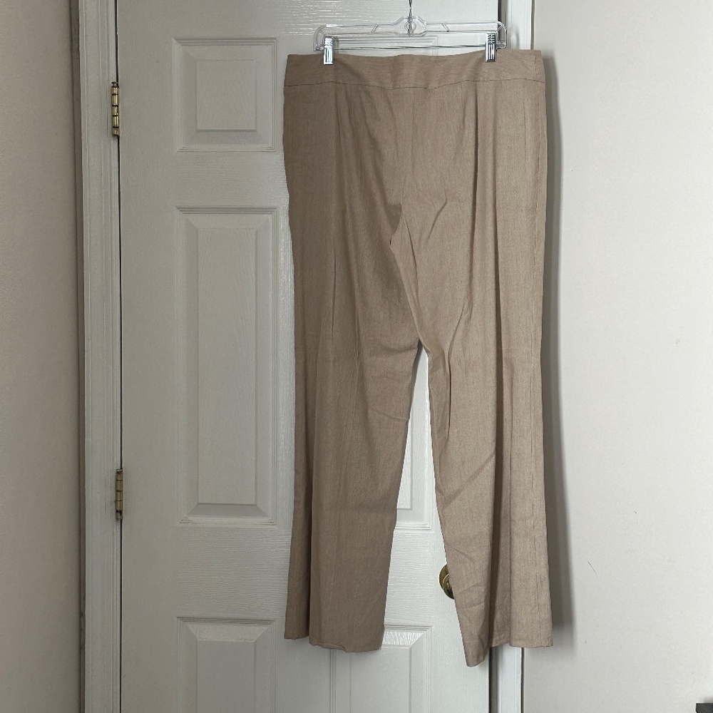 Brand New Cynthia Steffe Linen Blend Flax Trousers Pants Size 16 Straight Leg - Picture 2 of 7